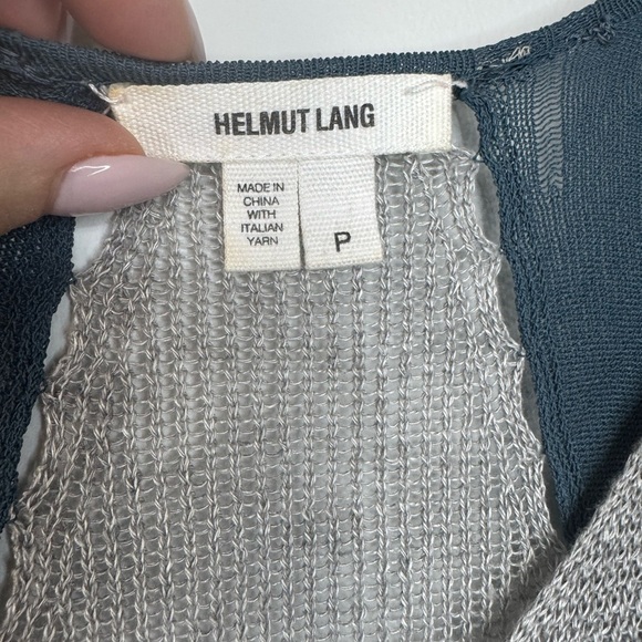 Helmut Lang Gray Blue Sheer Mesh Knit Sweater – Size Petite - Picture 7 of 17
